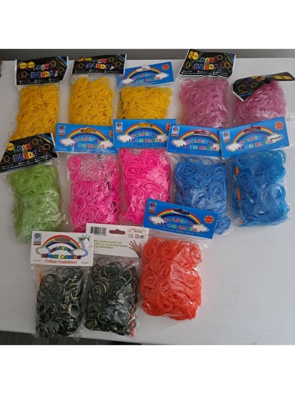Loom Bands crafts DIY red blue camo green pink yellow green bracelet 13 pkgs new
